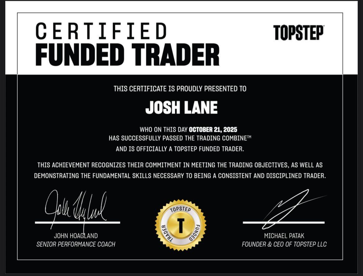 Passed funded account evaluation certificate proof