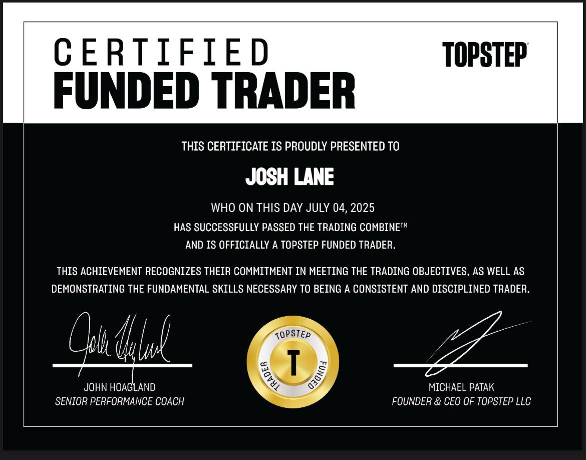 Proof of funded account evaluation pass by trading team